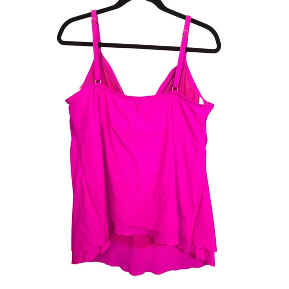 Island Escape Woman Hot Pink Adjustable Strap Tankini Top Plus Size 24W - Picture 3 of 4